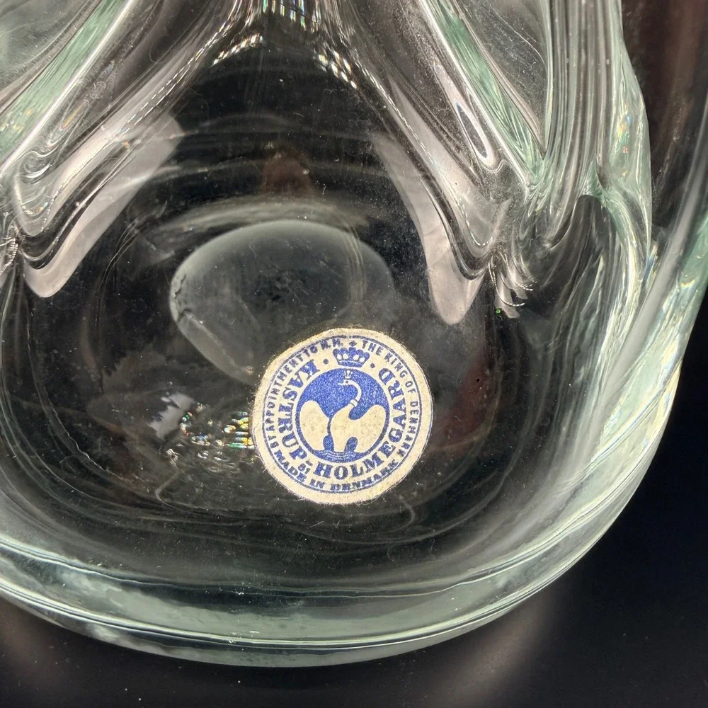 Holmegaard Kluk Kluk Decanter Large Clear Glass Ball Stopper Denmark 12